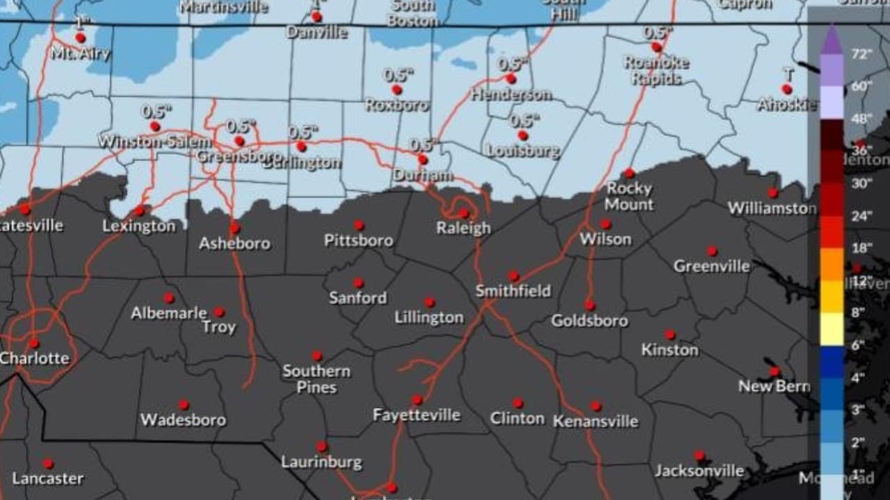 Clima invernal podría traer nieve a 10 condados en Carolina del Norte: esta es la lista