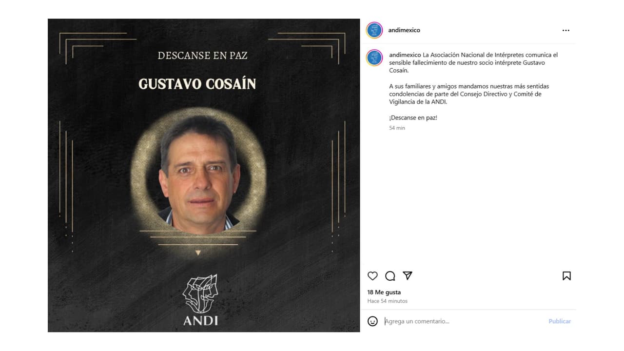 Así se reportó la muerte del actor Gustavo Cosaín.