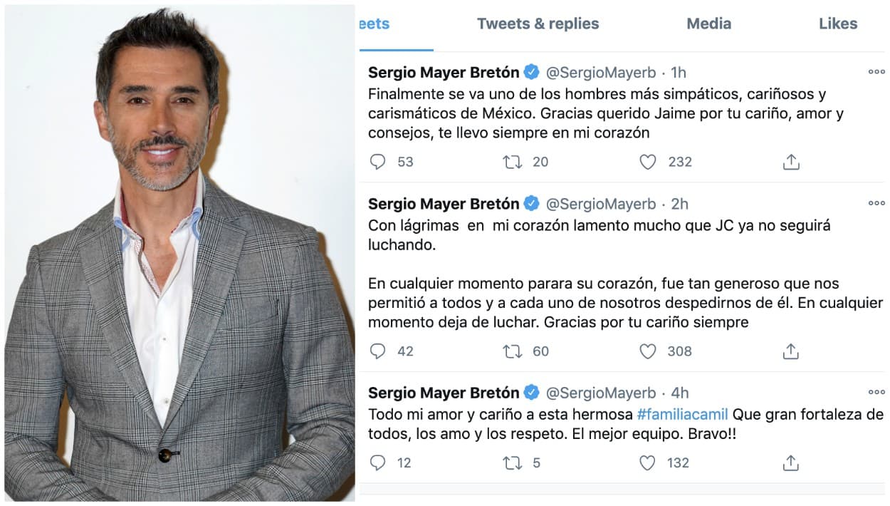 Contrario al actor Jaime Camil y a su hermanastra Issabela, Sergio Mayer Bretón hizo uso de las redes sociales para ir comunicando cómo iba la situación, hasta que emitió un tuit indicando que "finalmente" Camil Garza no sufría más.