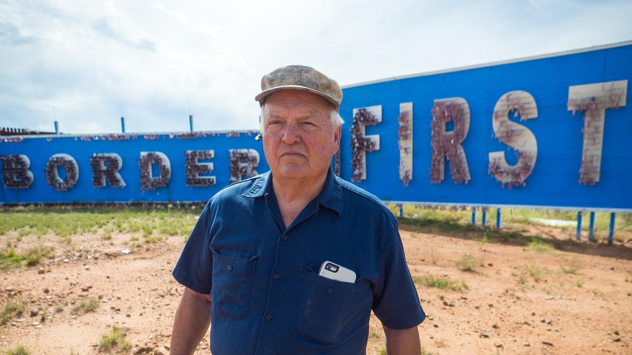“Secure the border first,” is one of the messages Glenn Spencer displays on his ranch, near the border with Mexico.
