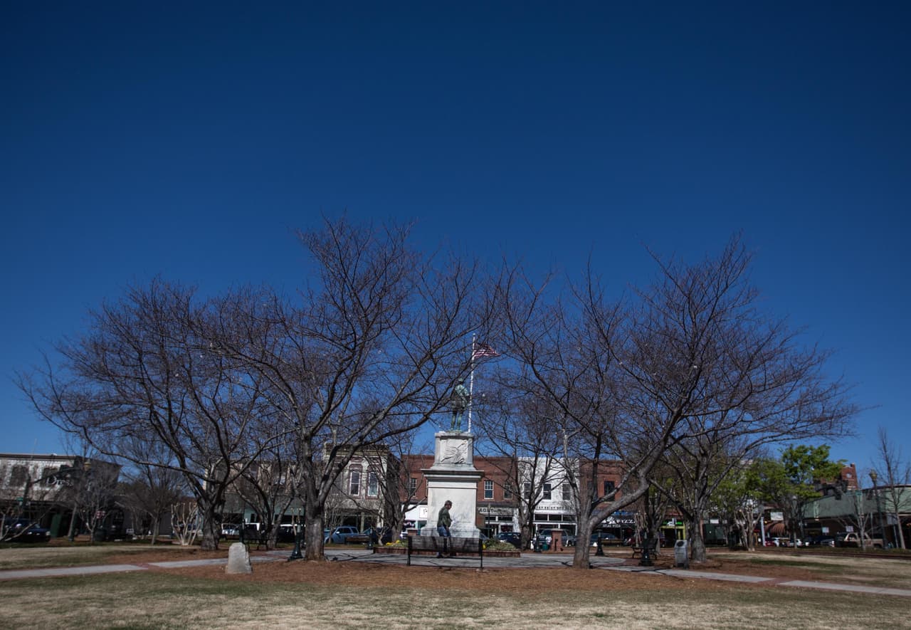 A small park in the center of Gainesville is home to a Confederate statue locals call “Old Joe.”