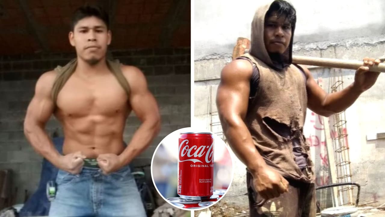 Albañil causa polémica en TikTok al revelar que toma refresco para tener un cuerpo atlético