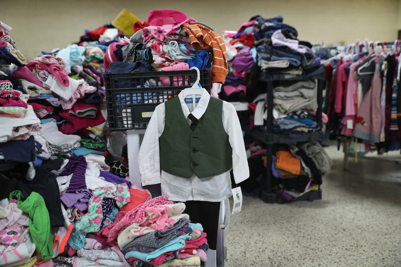 The Catholic Church of the Sacred Heart center for immigrants collects clothing donations to provide to children and families.
