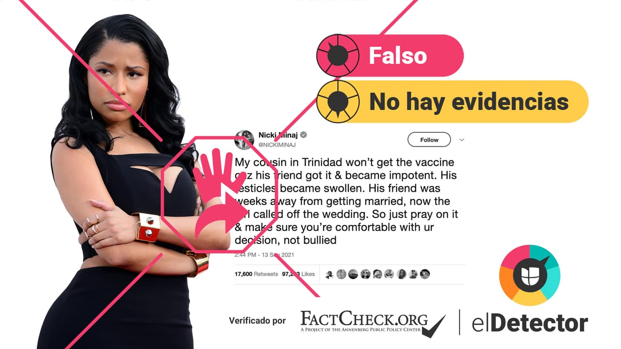 No hay evidencias de que las vacunas contra el covid-19 causen disfunción eréctil como tuiteó la rapera Nicki Minaj
