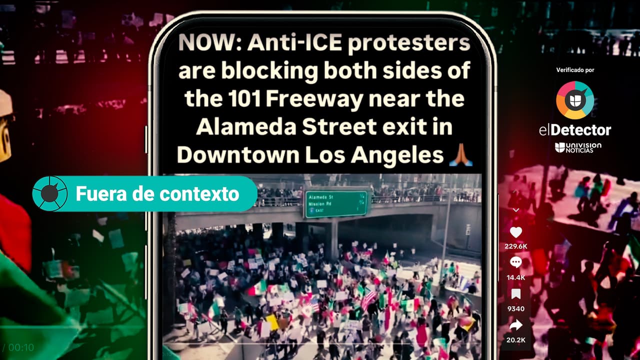 Ese video de personas con banderas mexicanas, movilizándose por una autopista NO tiene que ver con las actuales protestas migratorias en LA: está fuera de contexto