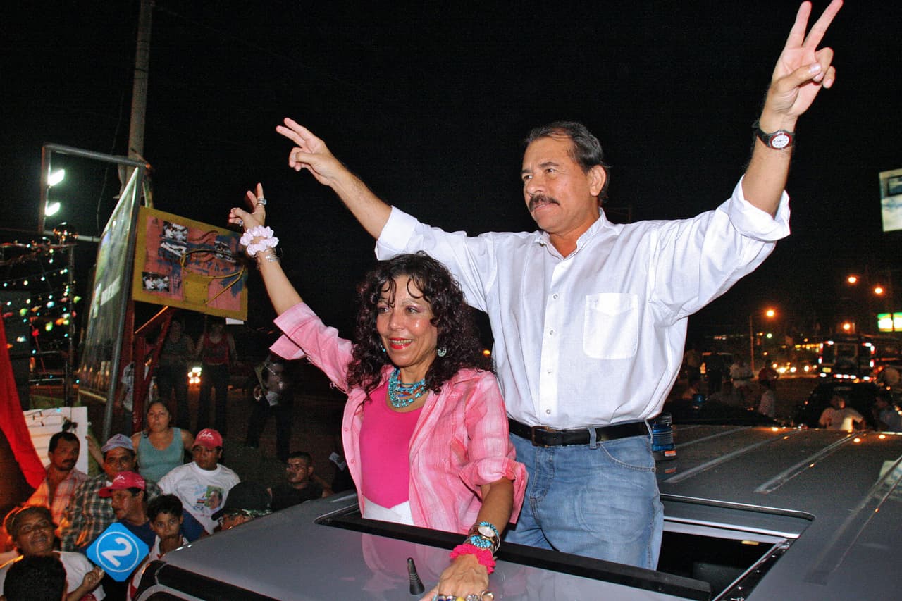 Daniel Ortega and his wife Rosario Murillo during a rally on October 10, 2006 in Managua. A month later Ortega won the presidency, returning to power after 16 years. Murillo ran as his vice president.