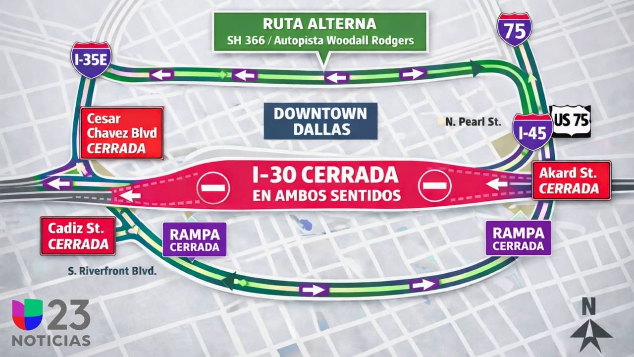 Regresa el cierre total de la I-30 en el centro de Dallas este fin de semana