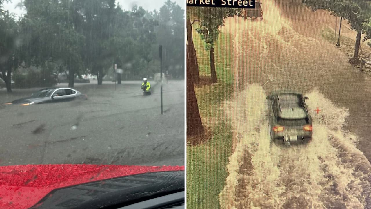 En apenas hora y media,
<b><a href="https://www.univision.com/local/houston-kxln/potencial-ciclon-tropical-1-avanza-houston-amenaza-inundaciones">las calles de The Woodlands recibieron casi 6 pulgadas de lluvia</a></b>, dejando bajo el agua a varios vehículos varados y movilizando a equipos de emergencia para realizar rescates acuáticos.
