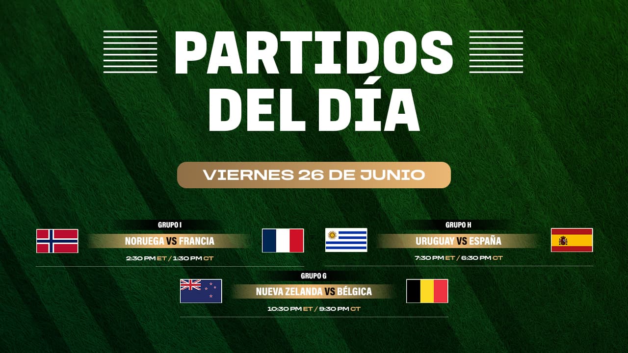 Partidos del Mundial 2026 por radio - Viernes 26 de junio