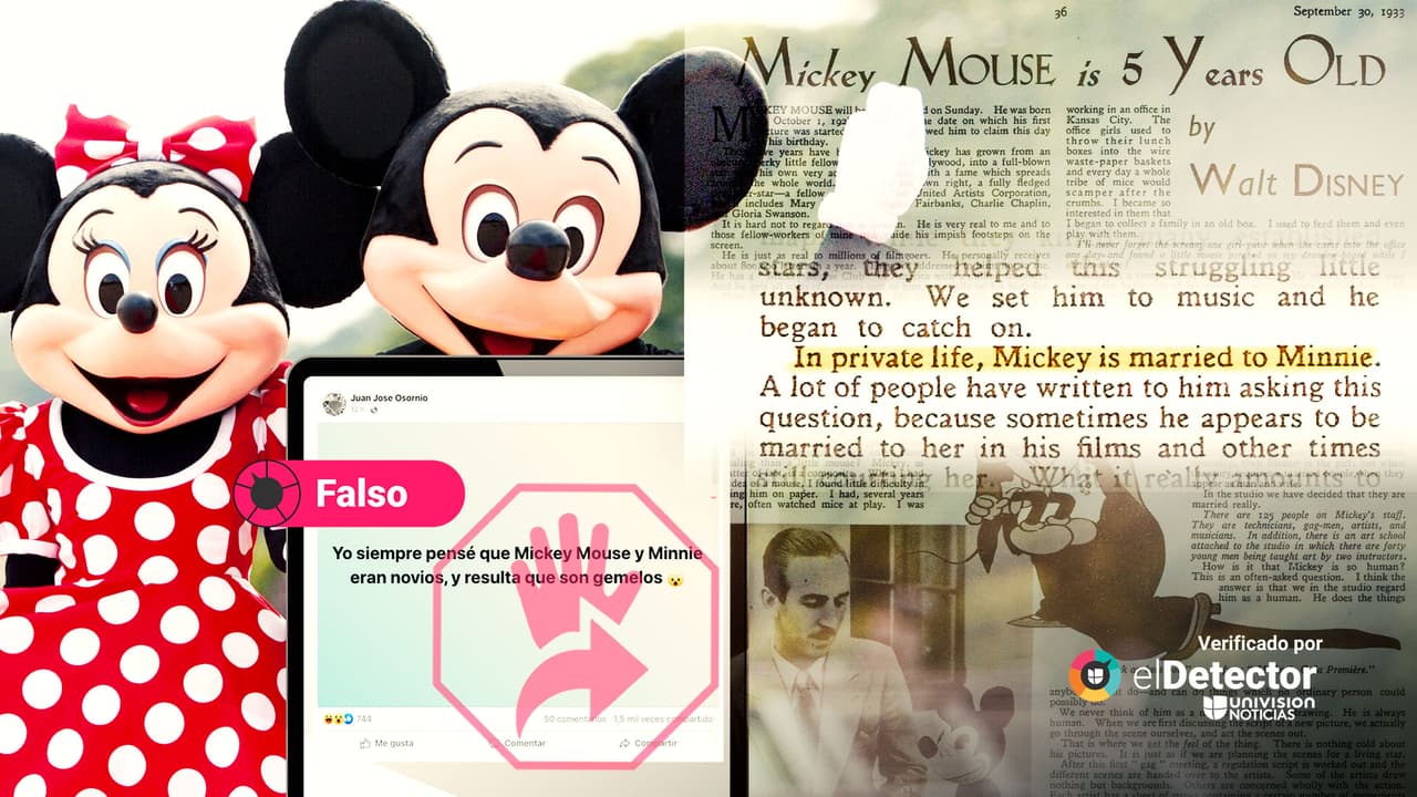 Mickey y Minnie Mouse NO “son gemelos”: tienen casi un siglo siendo pareja