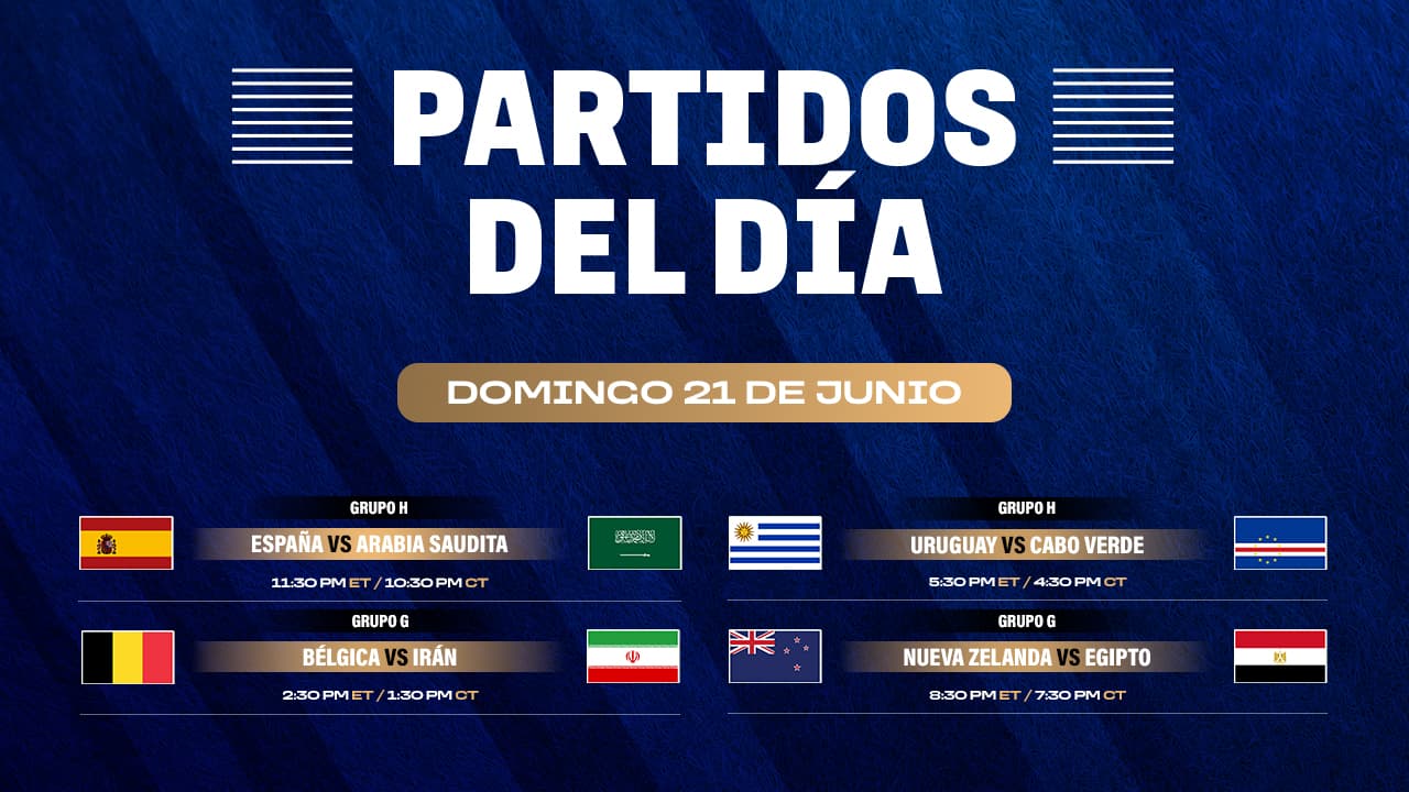 Partidos del Mundial 2026 por radio - Domingo 21 de junio