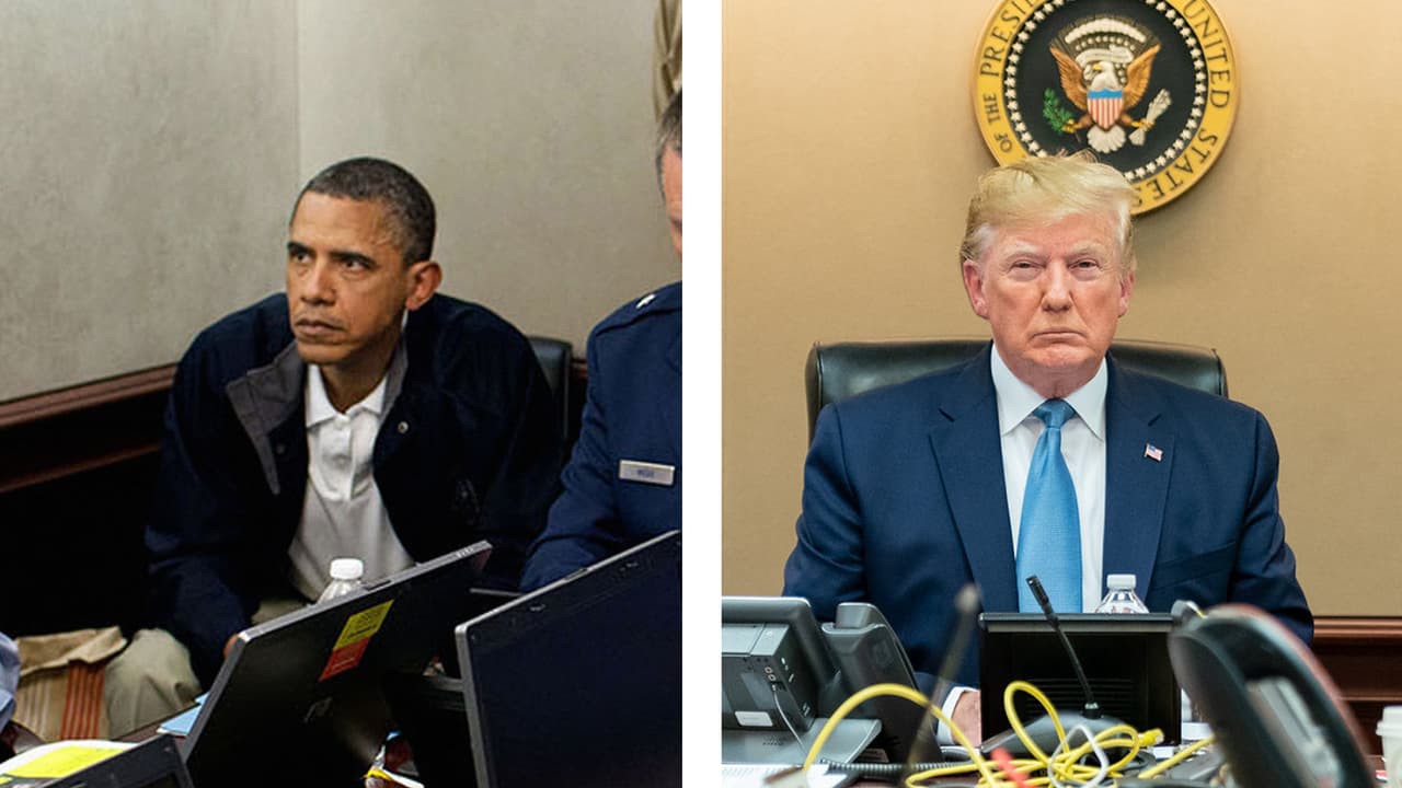 Una foto natural y otra posada: dos imágenes que resaltan las diferencias entre los gobiernos de Obama y Trump