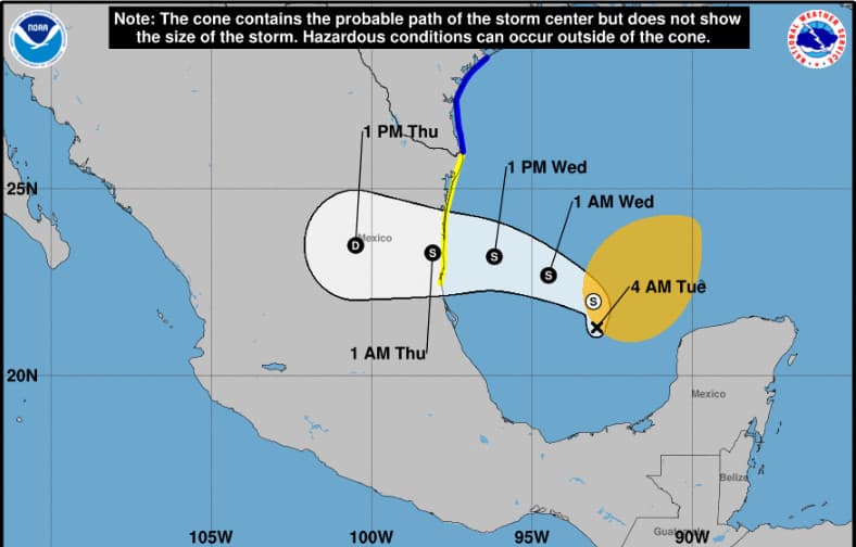 Primeras alertas de tormenta tropical de la temporada: aviso para la costa occidental de Texas y el noreste de México bajo vigilancia