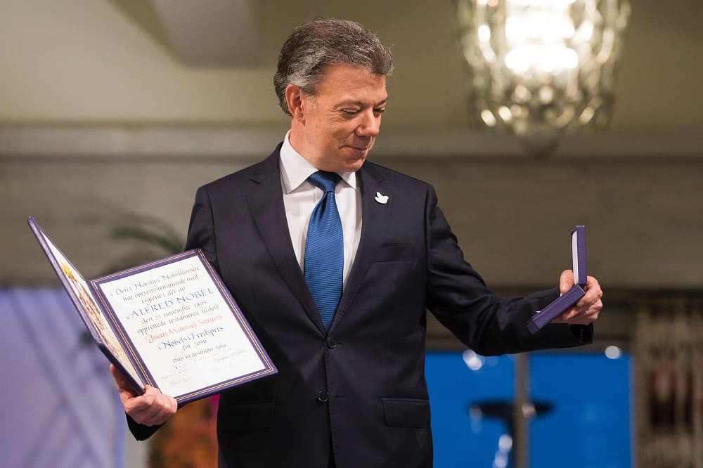 Colombian President Juan Manuel Santos received the Nobel Peace Prize for his efforts to end war with the FARC. In the
<a href="http://time.com/collection/2017-time-100/4736328/juan-manuel-santos/" target="_blank">profile</a> written by Ingrid Betancourt, she underscores how he's "bringing together friends and enemies to achieve what once seemed impossible: peace."
