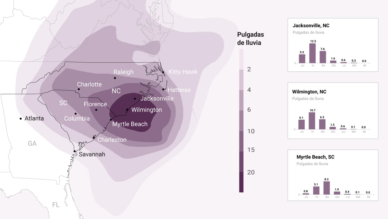 Esta es la previsión actualizada de las ciudades que recibirán las peores lluvias de Florence