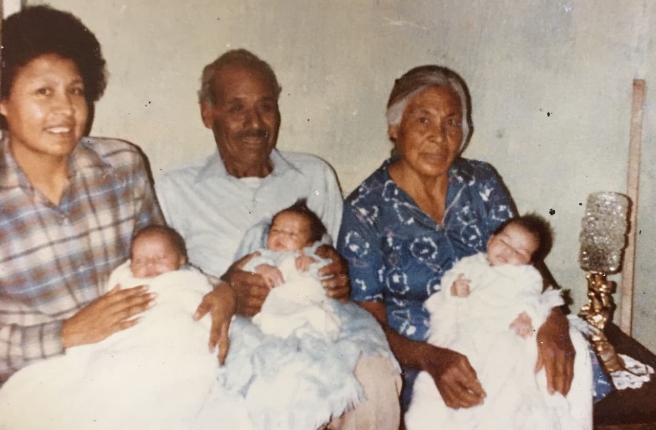 Maria Polinske, (l) with her parents and the three adopted children, Michael, Michelle and Amanda, shortly after her birth in Torreón, Coahuila.