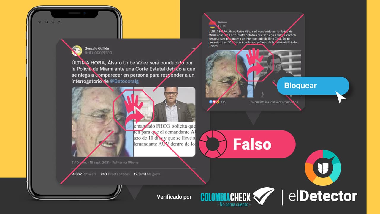 ¿Una corte en Florida ordenó a la policía llevar al expresidente colombiano Álvaro Uribe a declarar, como circuló en Twitter?