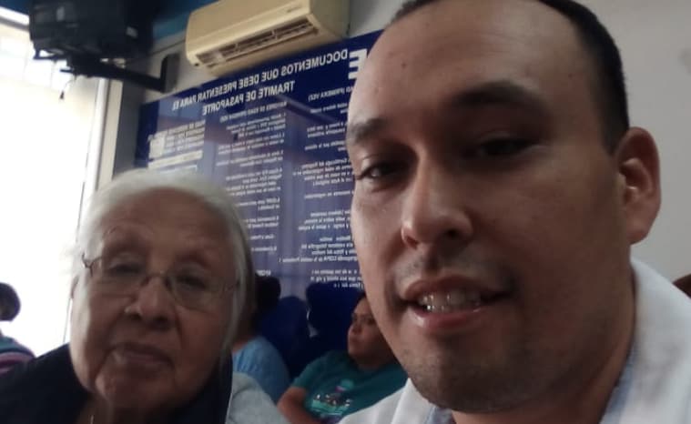 Michael Polinske and his mother, Maria Polinske, during a meeting in the border city of Ciudad Acuña, Mexico.