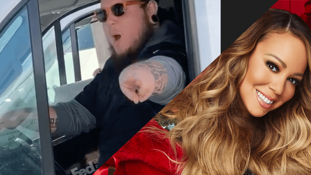 Delivery driver caught getting into the holiday spirit to a Mariah Carey Christmas song