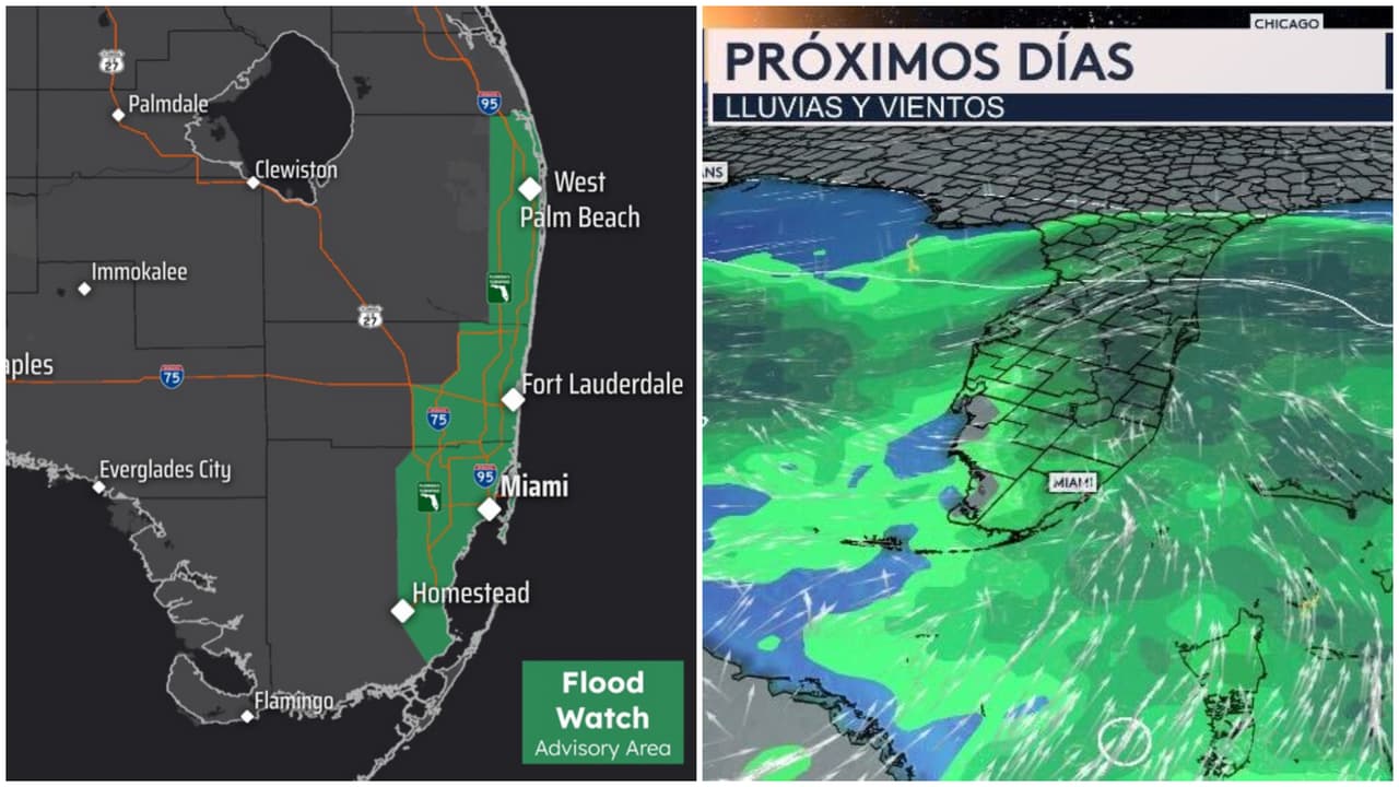 Jornada de fuertes lluvias y tormentas en el sur de Florida: emiten vigilancia por inundaciones