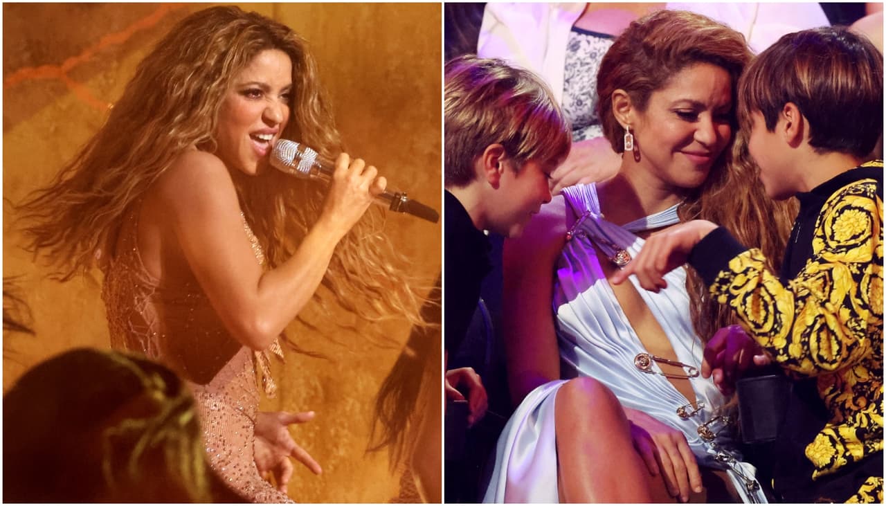 Shakira levou os filhos como acompanhantes no VMA: Sasha e Milan mimaram muito a mãe