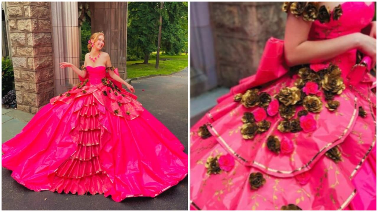Estudiante de Pensilvania crea vestido de graduación con cinta adhesiva y compite por beca
