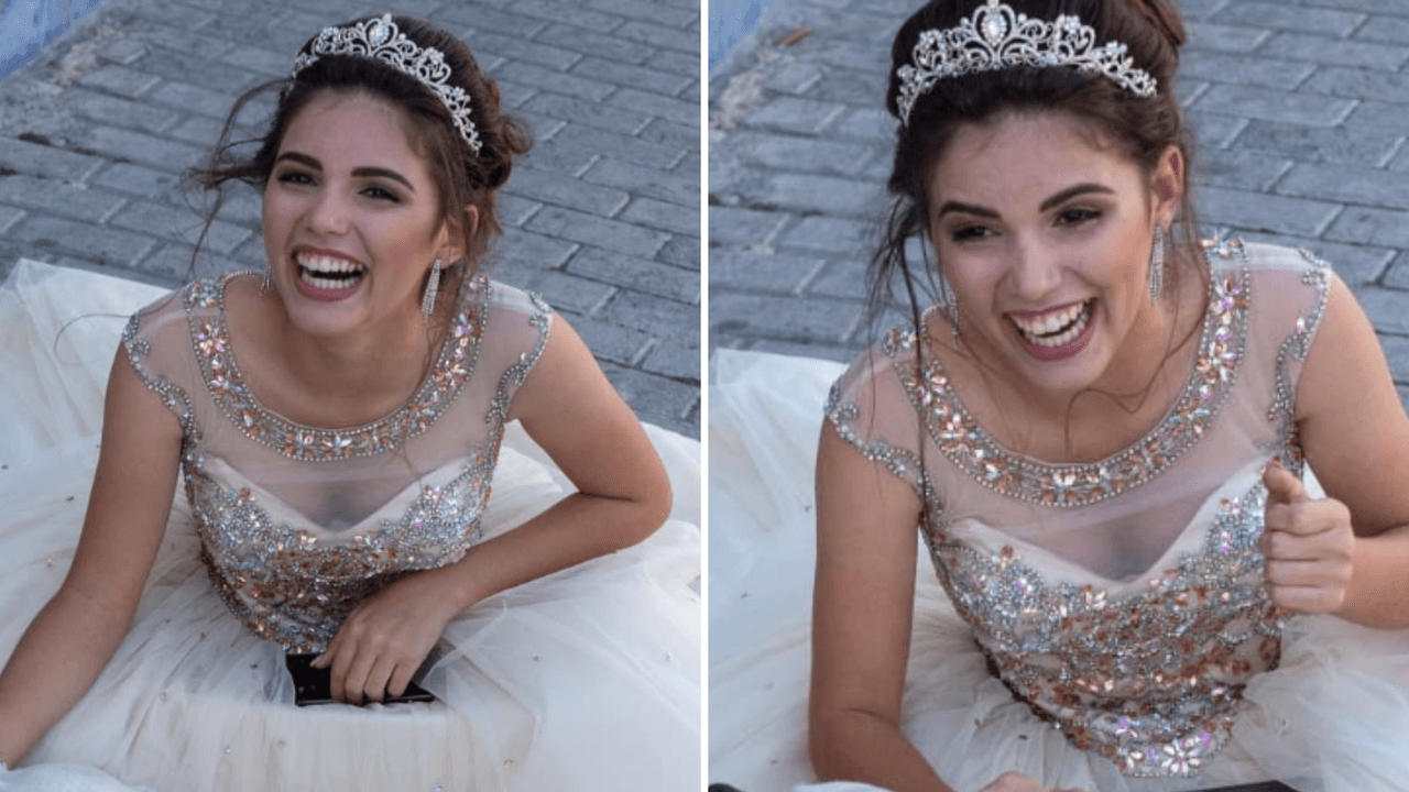 Perrito interrumpe sesión de fotos de quinceañera: La reacción de la joven encanta a Internet