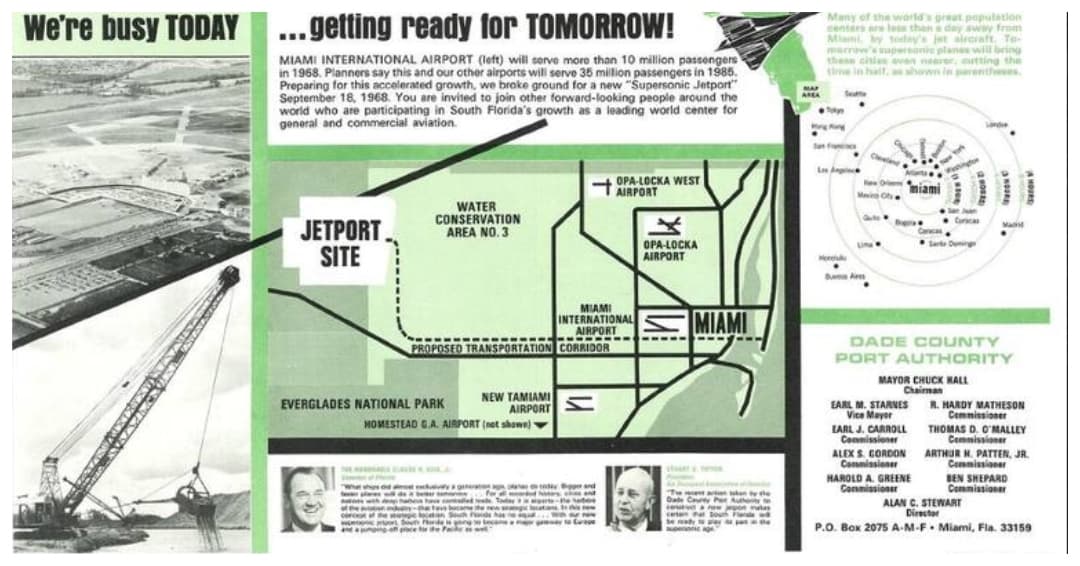 El Everglades Jetport
<b>era un proyecto de terminal aéreo hecho en la década de los 60 del siglo XX</b>. La idea era que sirviera de pista de aterrizaje para los vuelos de Concorde.