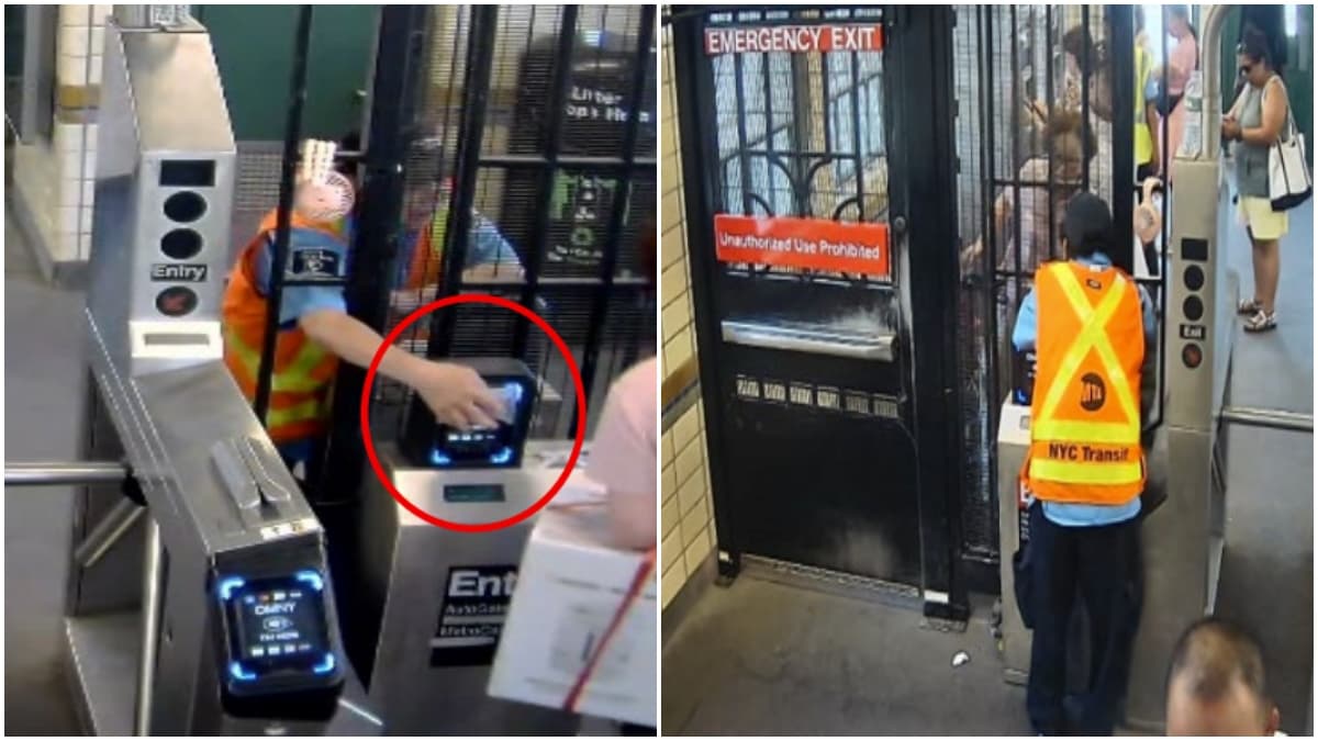 El 17 de julio una mujer con maleta y bolsos fue captada cruzando la puerta tras un intercambio de efectivo con la guardia.
