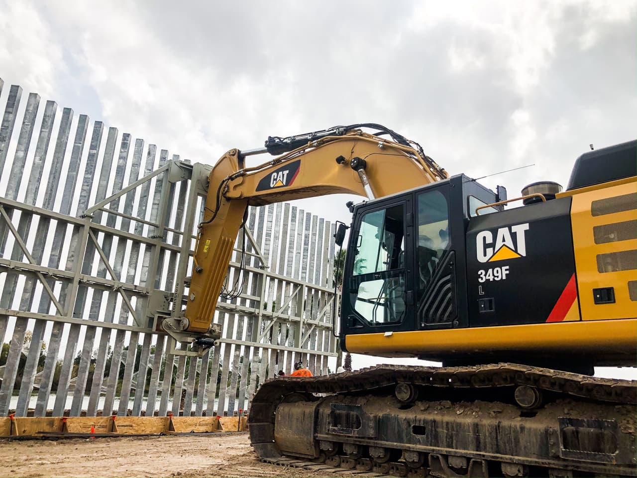 Part of the private border wall under construction in Mission, Texas.