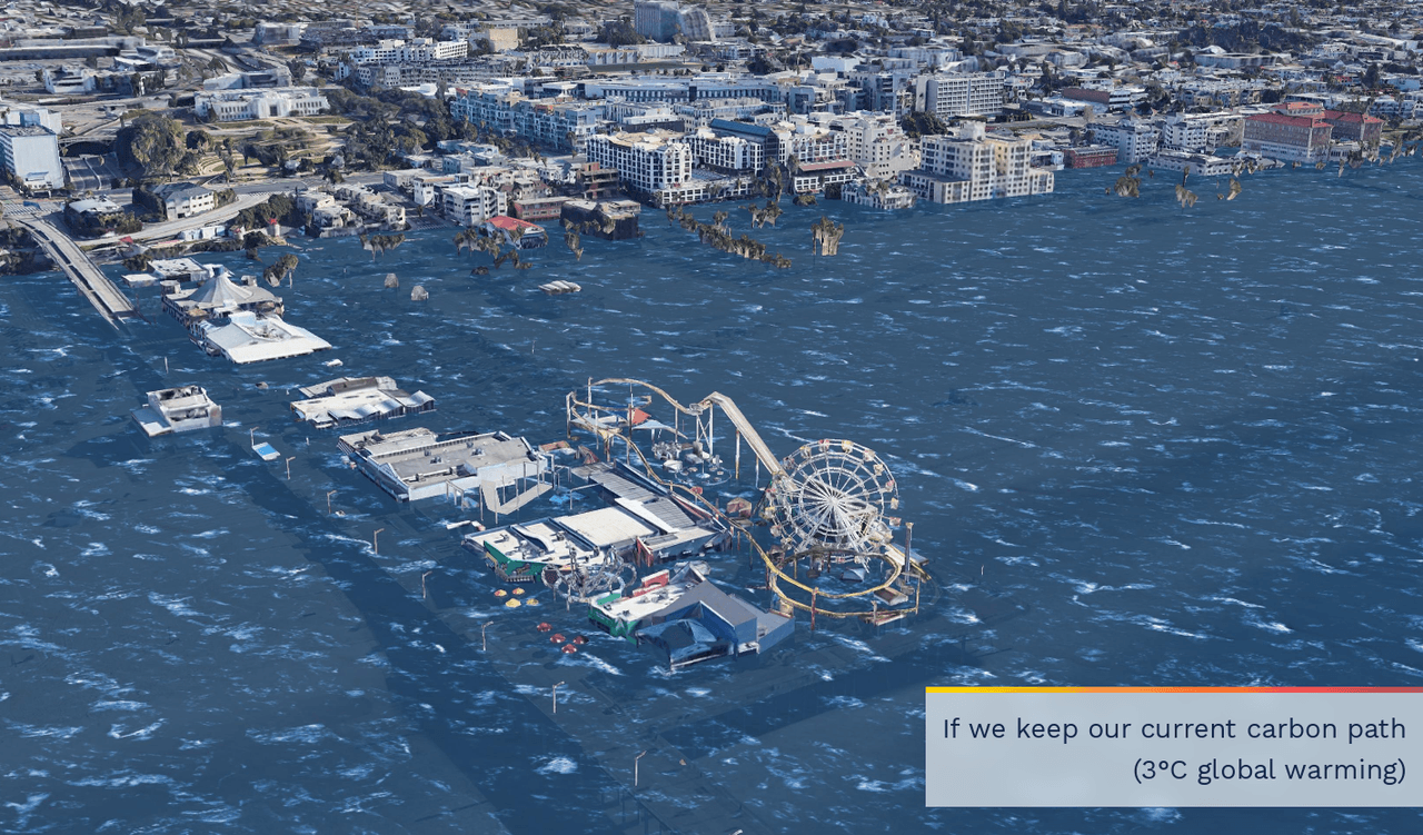 <b>California. </b>El icónico Muelle de Santa Mónica podría quedar inundado en menos de cien años si se cumplen los peores pronósticos. Hasta el momento, el calentamiento global no solo no se ha revertido sino que no deja de acelerarse.
