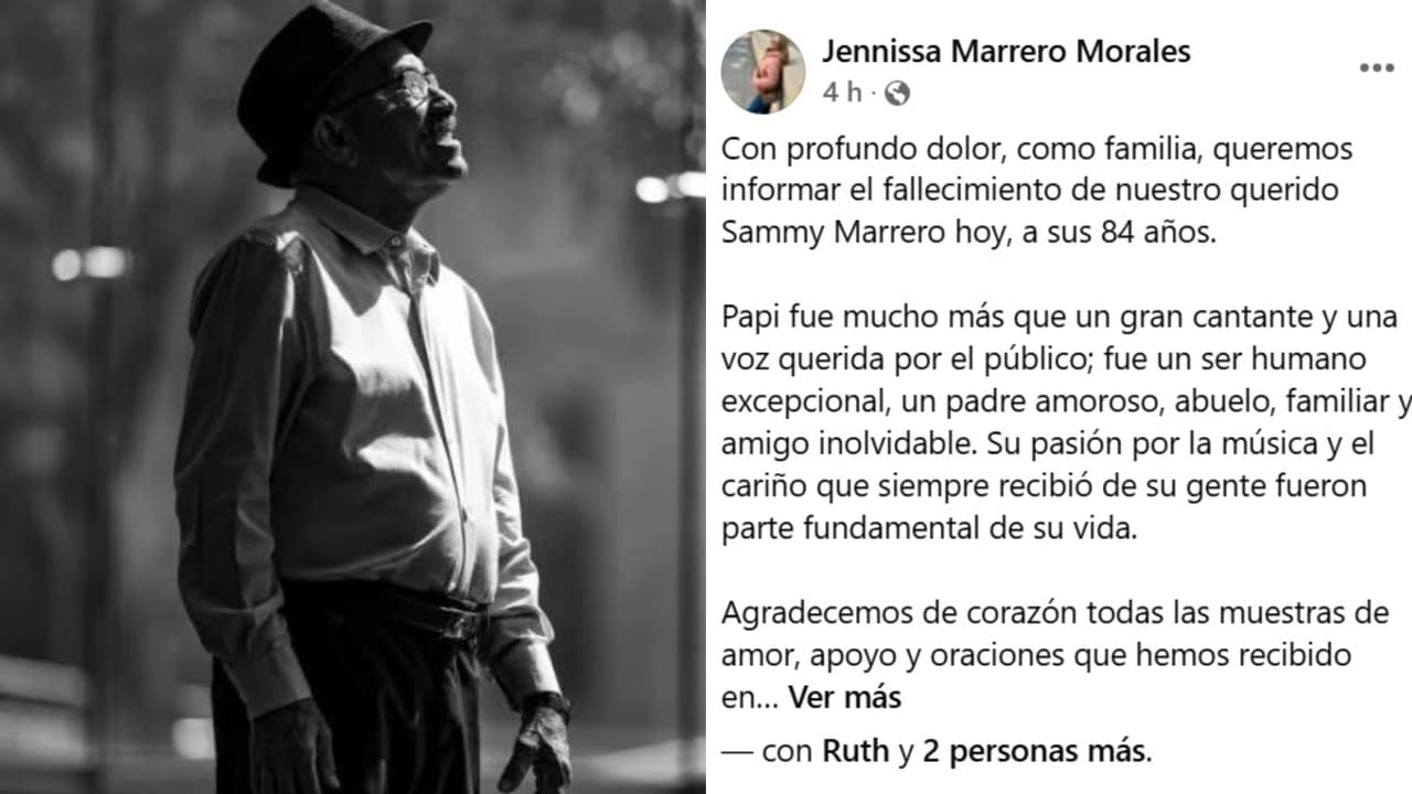 Con este mensaje por parte de la hija de Sammy Marrero se dio a conocer la muerte del legendario salsero.