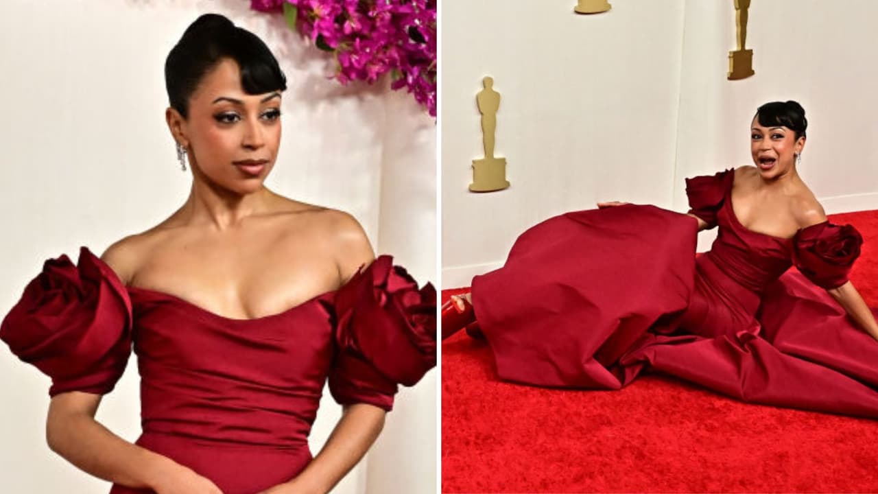 Los Premios Oscar 2024 ya tuvieron su primera caída, pero Liza Koshy se levantó como toda una reina