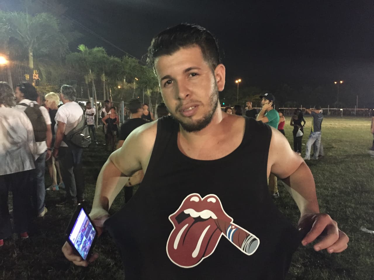 Norberto Martinez wearing ClickKuba t-shirt at the Rolling Stones concert
