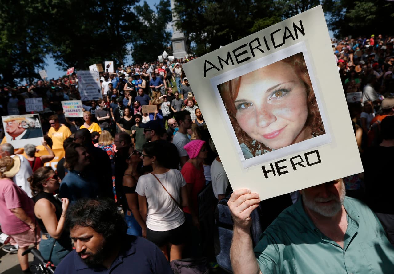 <b>"American hero": </b>Heather Heyer, the 32-year-old woman killed last weekend by a white supremacist in Charlottesville, was honored in Boston Saturday.