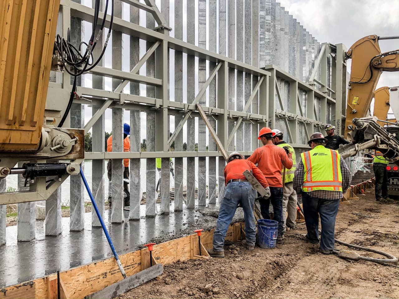 <b>We Build the Wall and private contractor Tommy Fisher have put up four miles of private border fence in New Mexico and Texas</b>. In photo, part of the private border wall under construction in Texas.