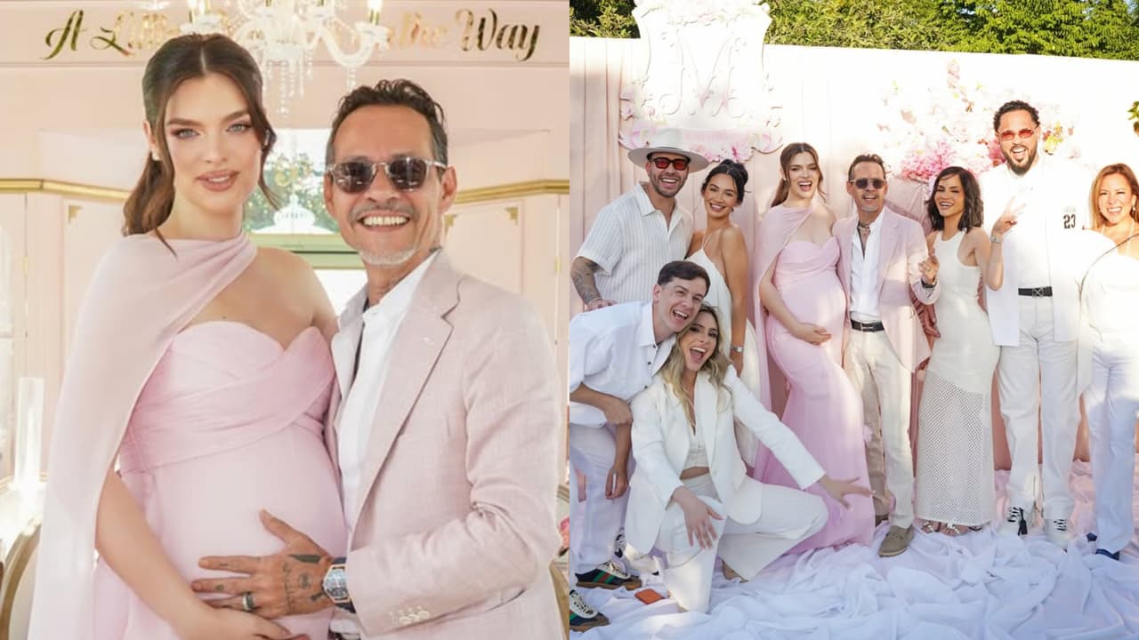 Nadia Ferreira y Marc Anthony arman tremenda fiesta con famosos antes de la llegada de su nuevo bebé