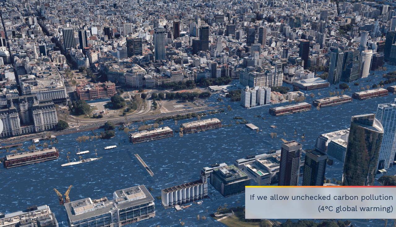 <b>Argentina</b>. La exclusiva zona de Puerto Madero en Buenos Aires no existiría como tal en 2100 si ocurre el peor escenario pronosticado por Climate Central. Se dejaría de ver casi al completo el famoso Puente de la Mujer.