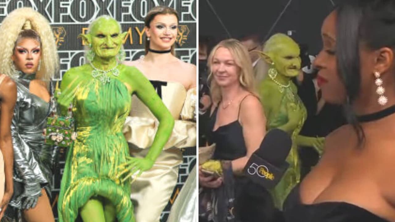 Aparece un duende verde en los Premios Emmy e Internet enloquece: ¿había un famoso debajo del disfraz?
