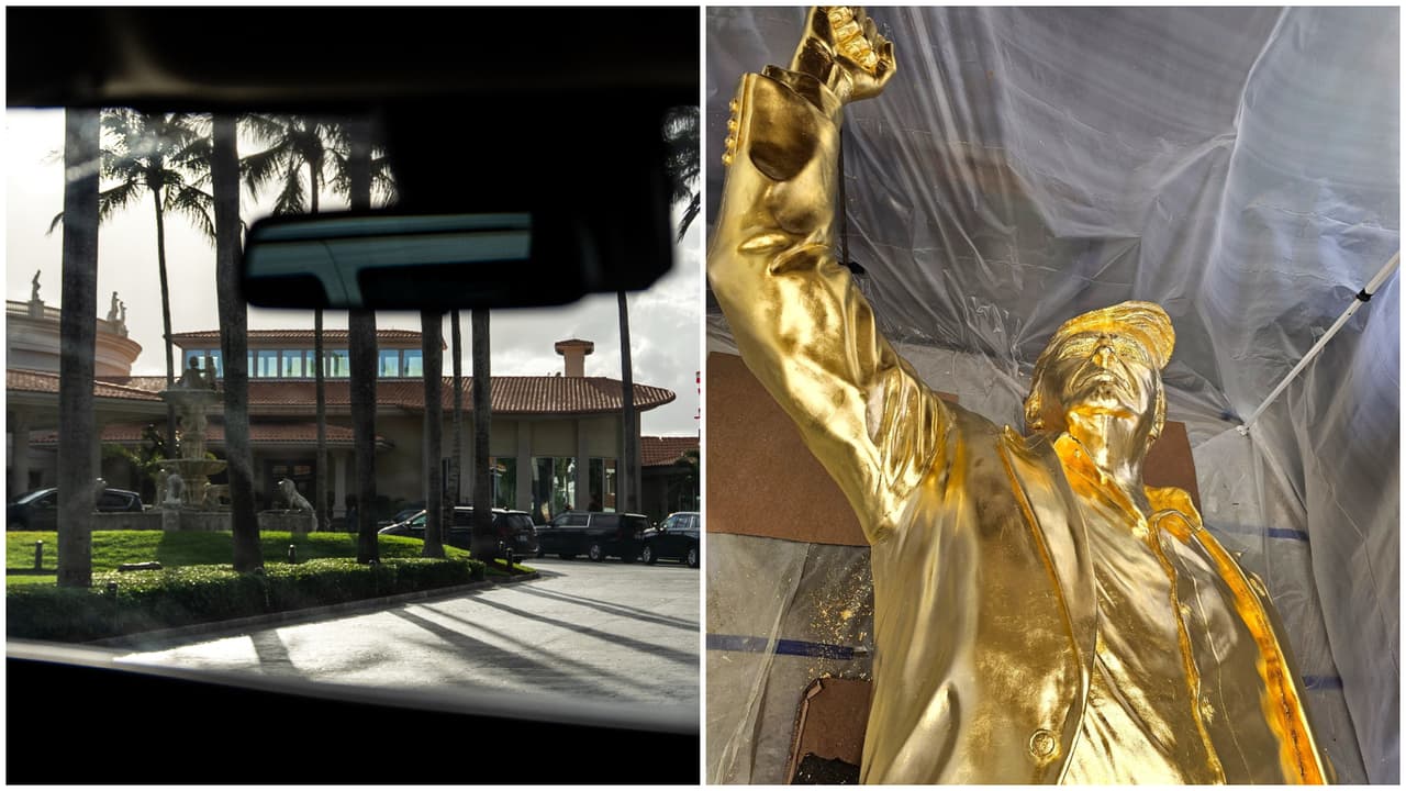 Instalan estatua dorada del presidente Donald Trump en su resort y club de Doral