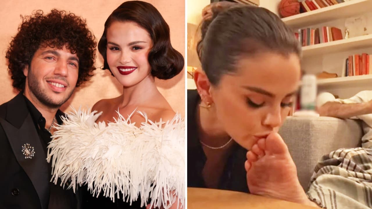 A Selena Gómez no le importan los pies sucios de su esposo Benny Blanco: los besó en pleno show