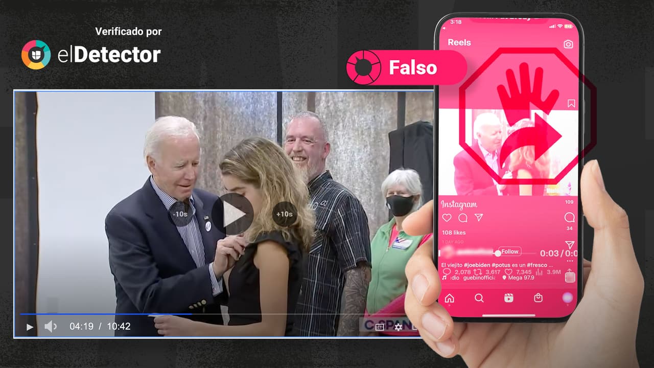 Biden no le tocó el pecho a una joven en ese video viral: le puso una calcomanía