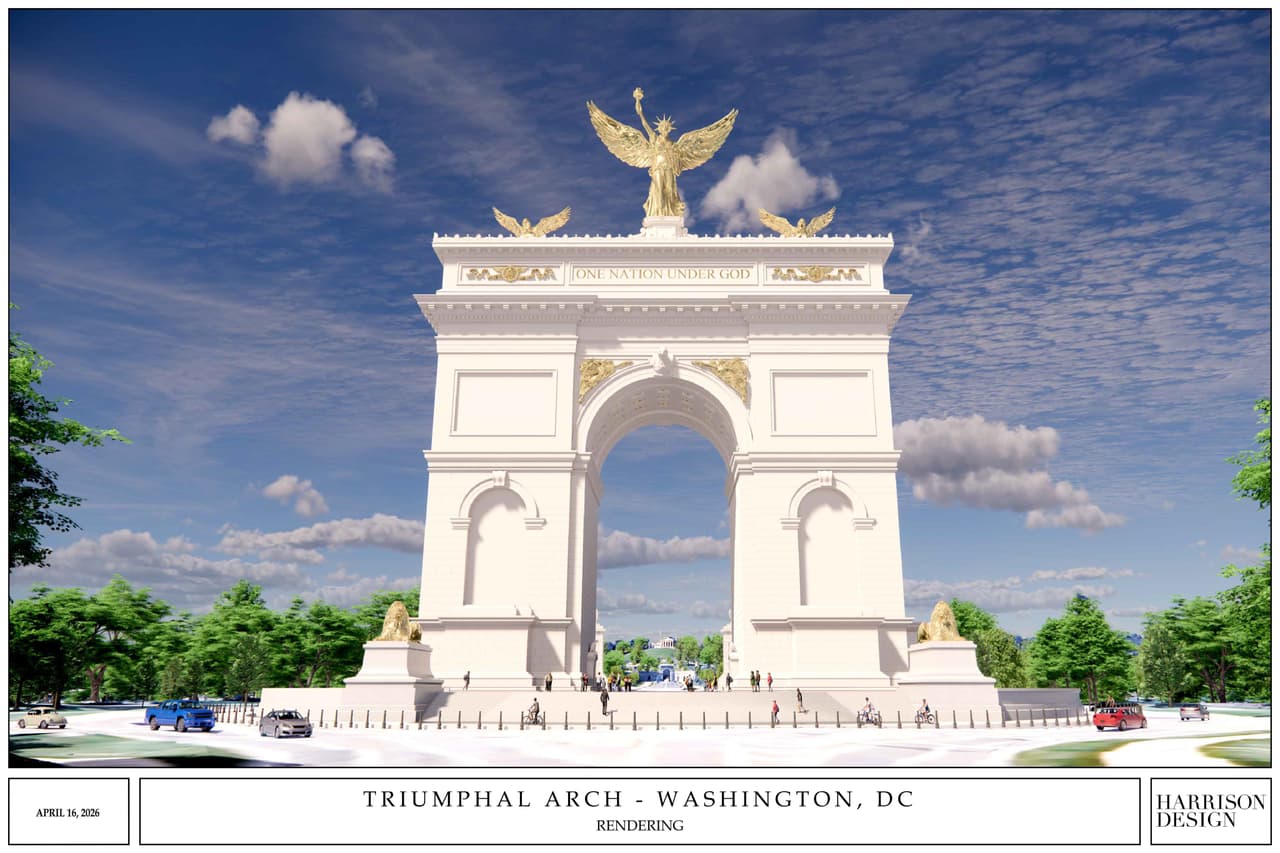 Así es el polémico arco gigante que Trump quiere construir en Washington DC: medirá más de 200 pies y será blanco con dorado