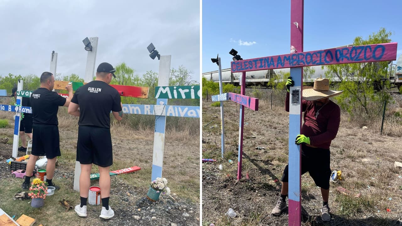 Dejan como nuevo al vandalizado monumento a los 53 inmigrantes muertos en un tráiler en San Antonio