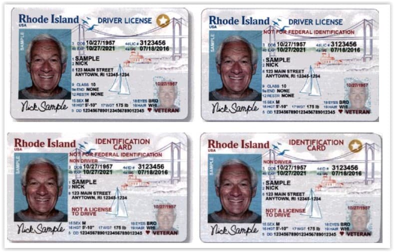 Desde julio de 2023 el estado de Rhode Island permite la emisión de tarjetas de privilegios de conducir y permisos de privilegios de conducir a los solicitantes que no puedan demostrar su residencia legal en los Estados Unidos.