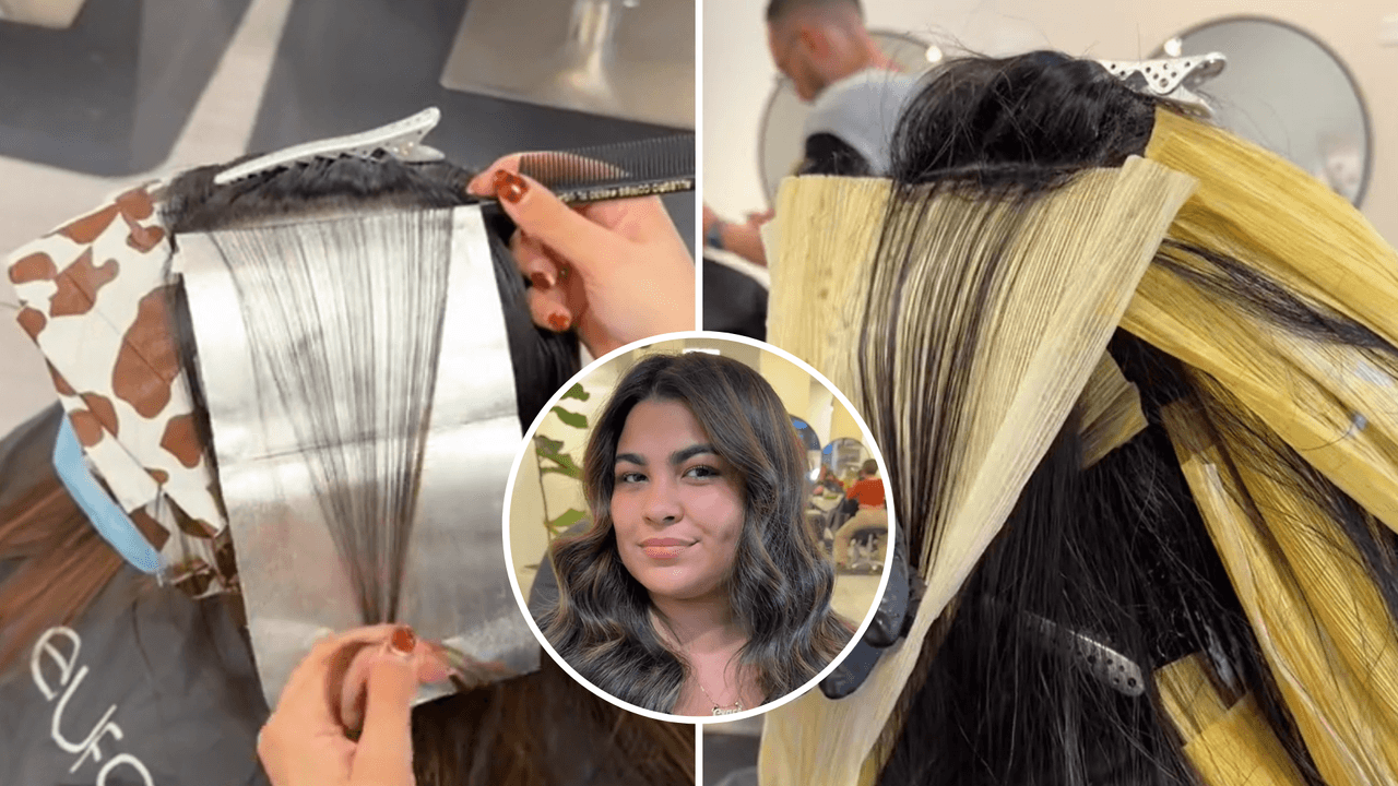 Estilista latina sustituye aluminio por hojas para tamal para decolorar cabello: ¿el ‘tamalayage’ funcionó?