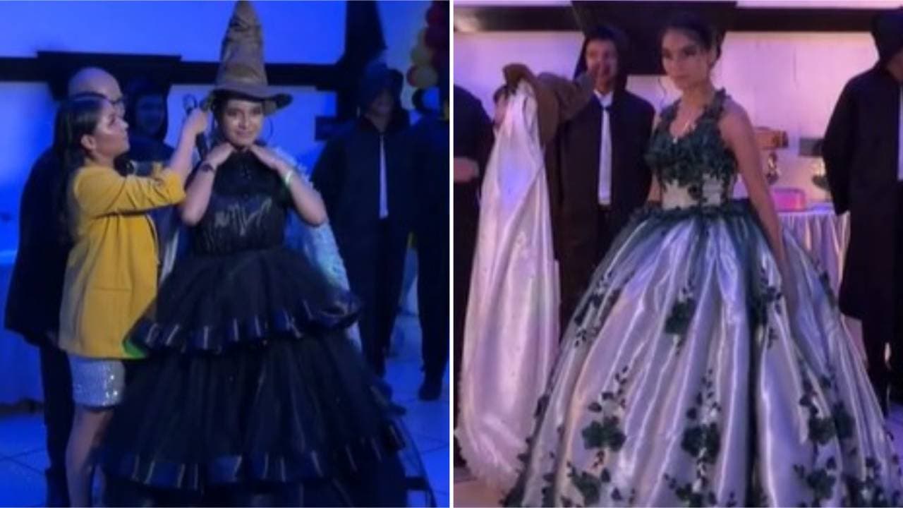 Quinceañera usa un 'vestido mágico' que se transforma en otro diferente en plena fiesta: video