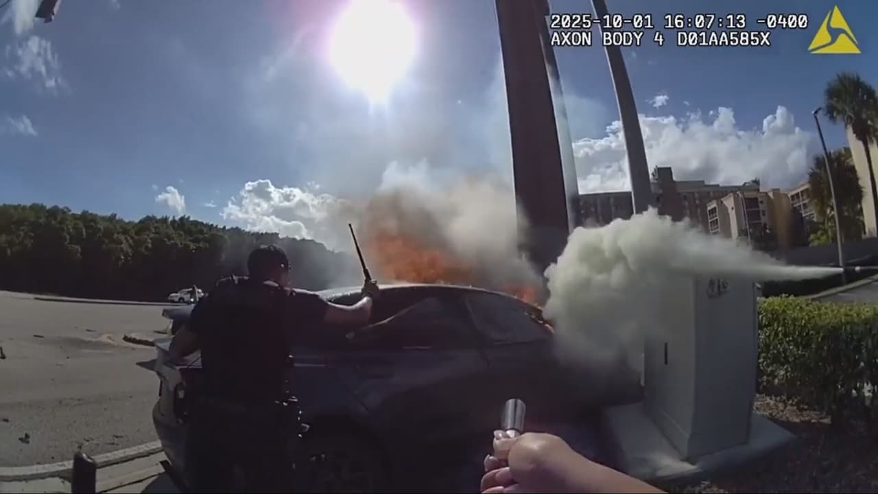 Revelan imágenes de accidente mortal en el que un Tesla terminó incendiado en North Miami Beach