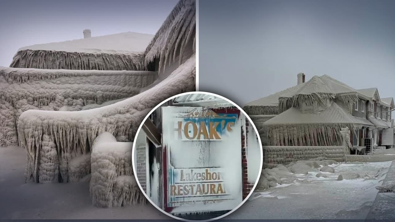 Así es como un restaurante en Hamburgo quedó cubierto de hielo por tormenta invernal en NY