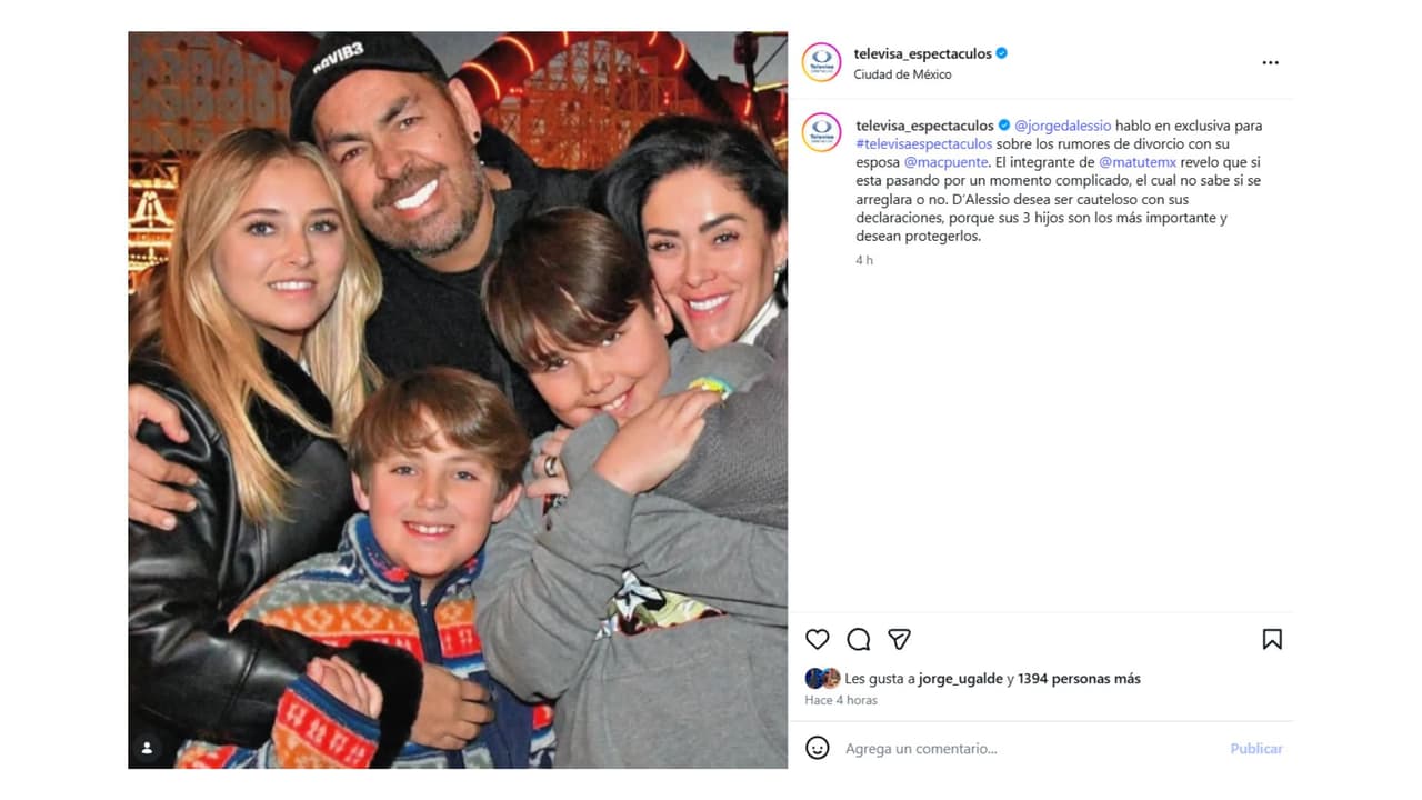 Jorge D'Alessio habló con Televisa Espectáculos sobre su matrimonio con Marichelo Puente.